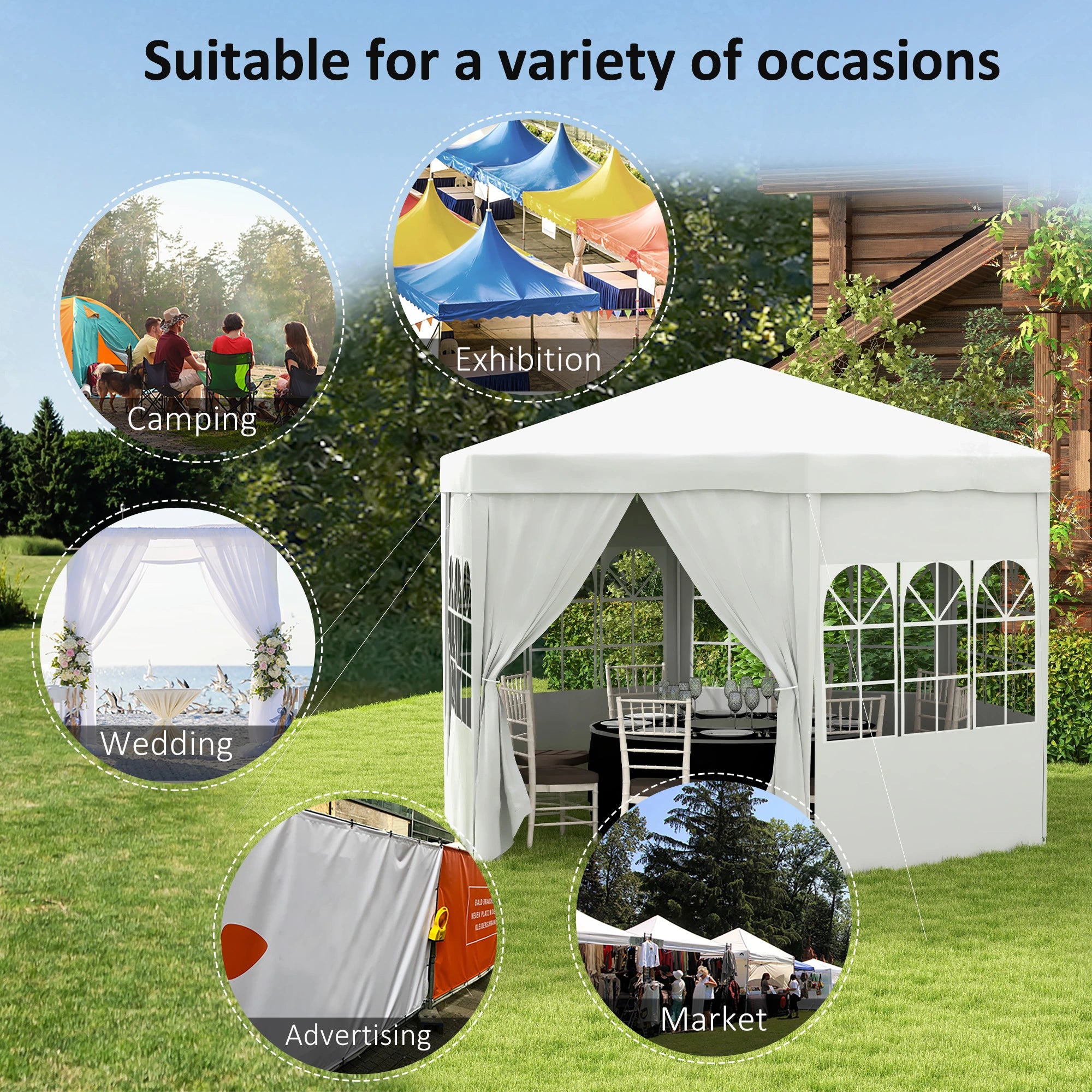 13 ft Waterproof Party Tent, 6 Removable Side Walls, Outdoor Canopy Canopy Tents at Gallery Canada