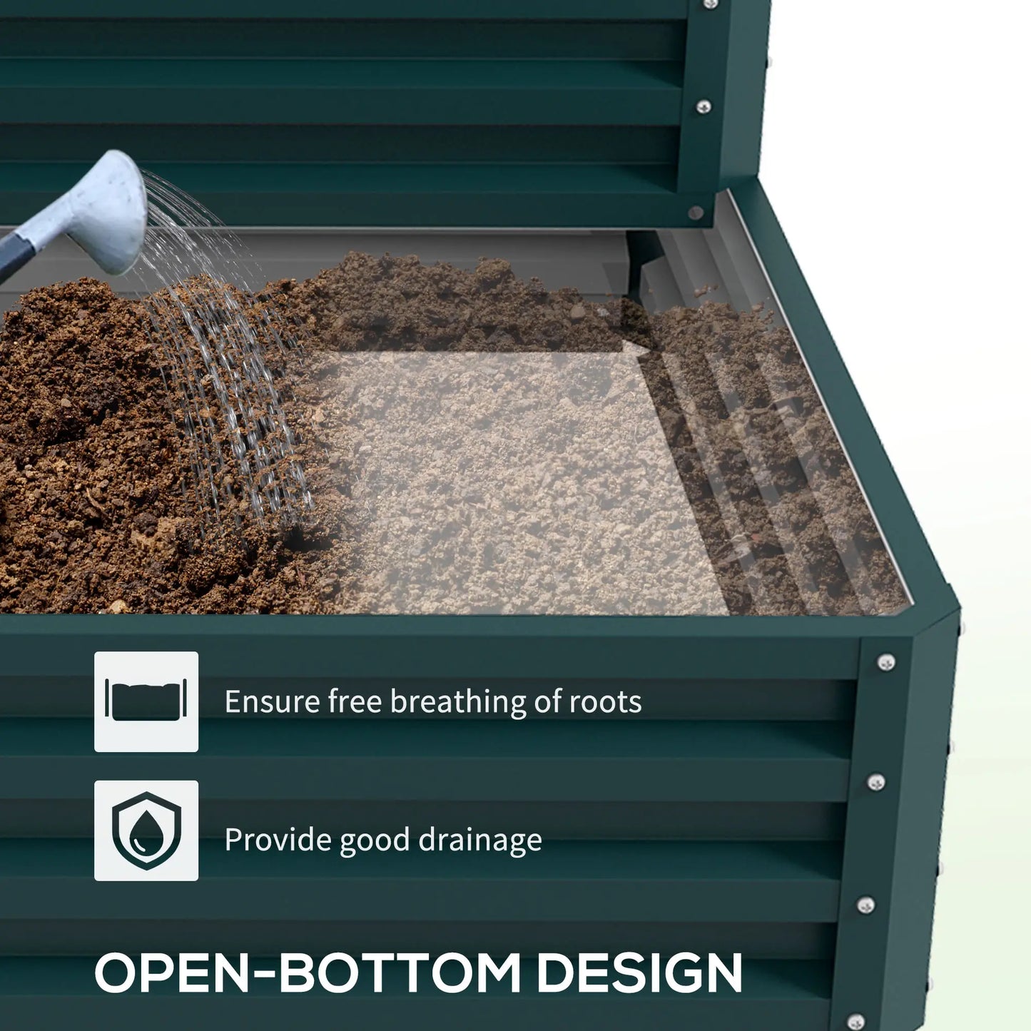 2 Tier Galvanized Raised Garden Bed, Steel Planter Box, 47" x 40" x 23", Green Raised Garden Beds at Gallery Canada