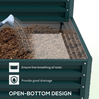 2 Tier Galvanized Raised Garden Bed, Steel Planter Box, 47" x 40" x 23", Green Raised Garden Beds at Gallery Canada
