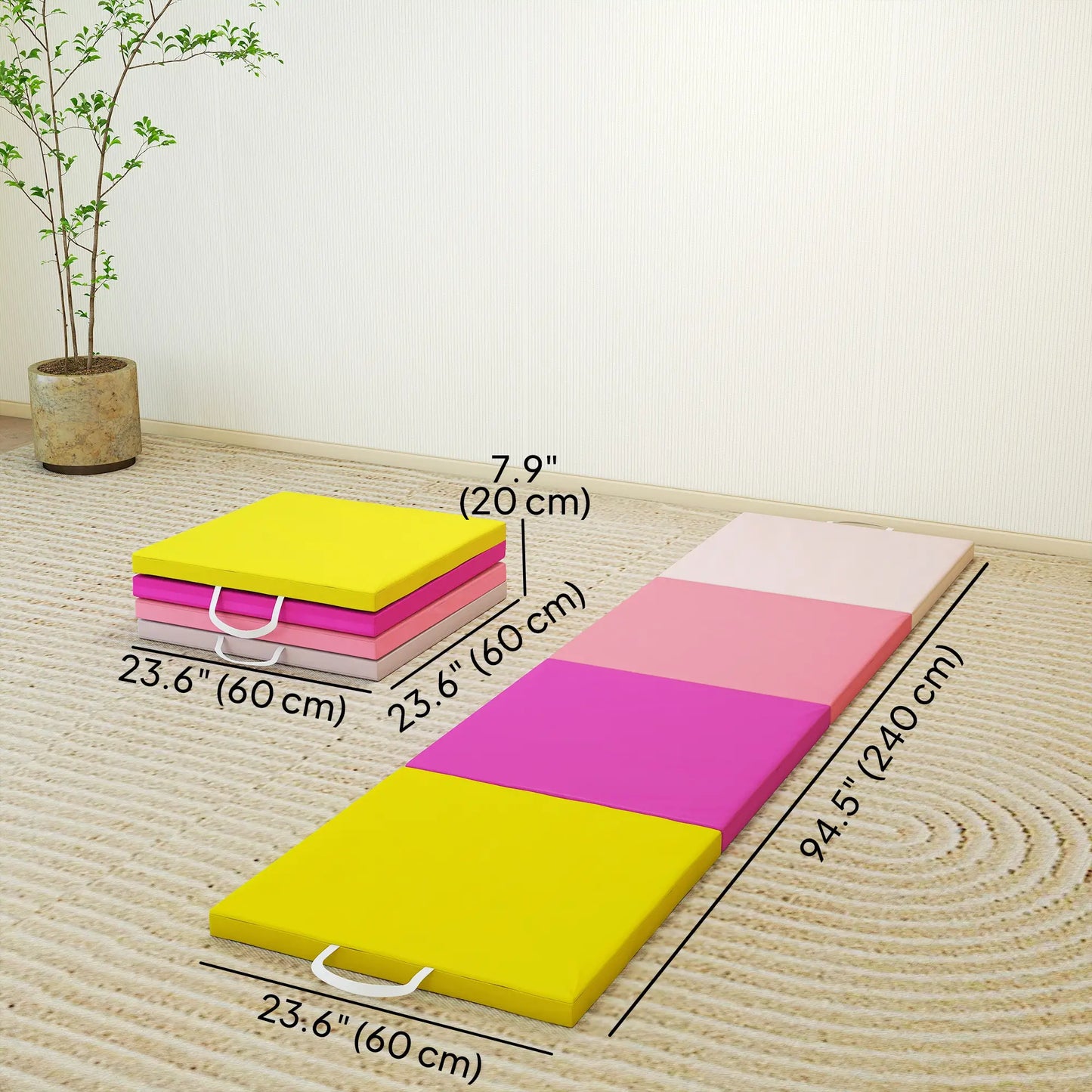 8ft Folding Gymnastics Mat, Thick Exercise Mat with Carry Handles Gymnastics Mats at Gallery Canada