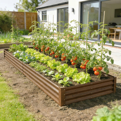 12 x 4 x 1ft Galvanized Raised Garden Bed, Distressed Brown Galvanized Planter Boxes at Gallery Canada