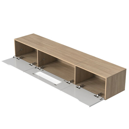 Modern TV Stand With LED Lighting, 71" L x 12" W x 12" H, Wood, White TV Stands at Gallery Canada