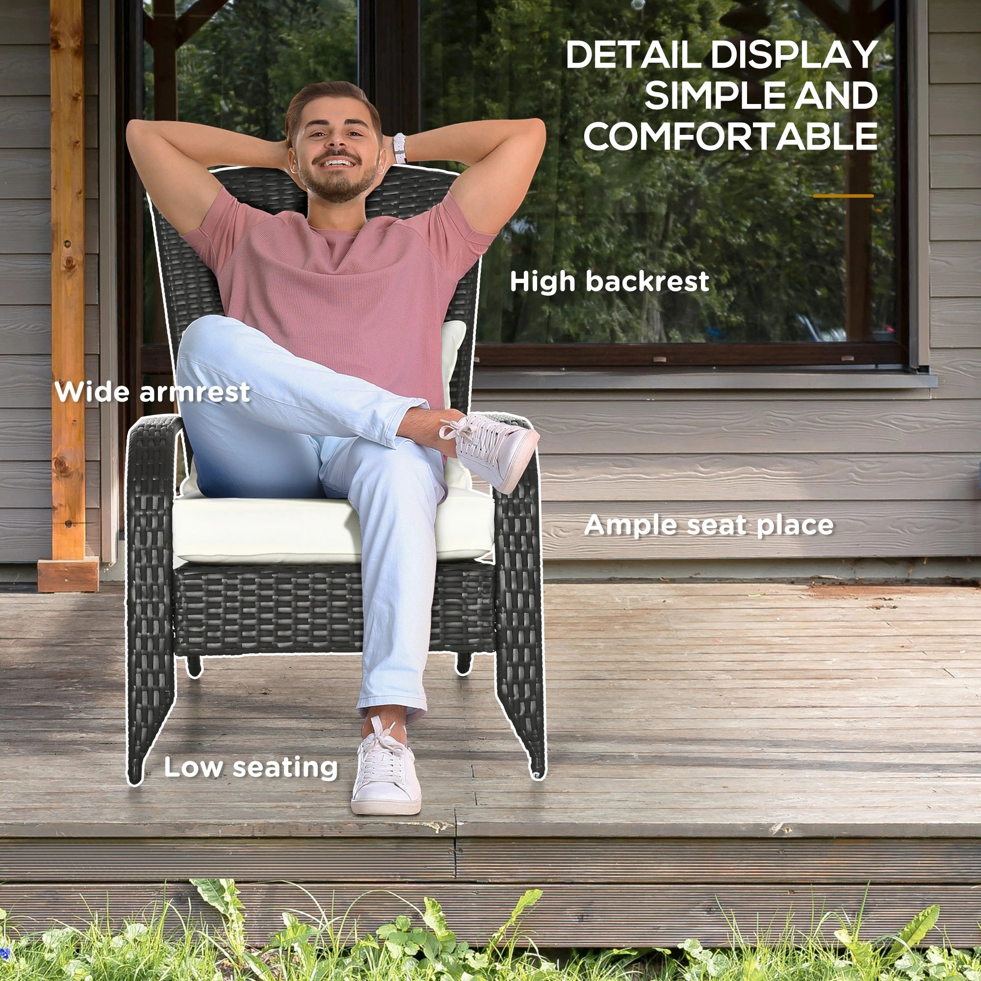 Wicker Adirondack Chair, Outdoor Rattan with Cushions, Cream Patio Chairs at Gallery Canada