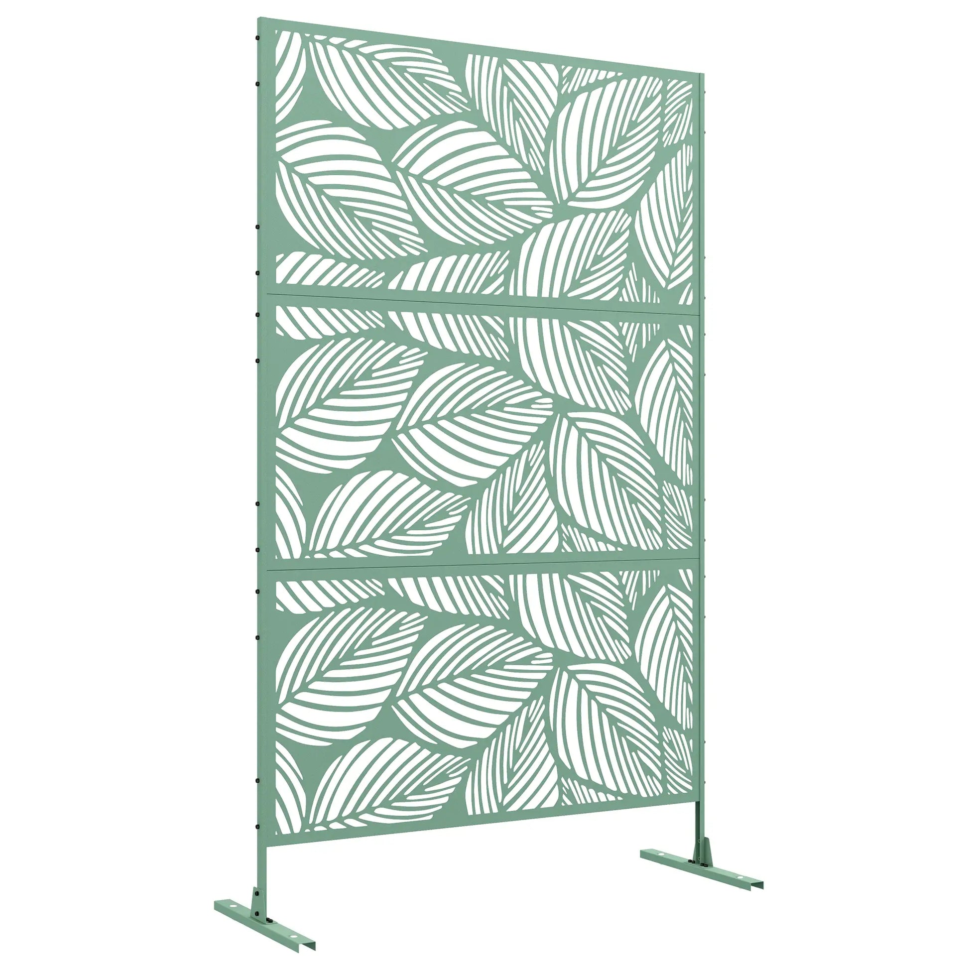 6.5FT Metal Privacy Screen, Leaf Style, Light Green Side Awnings at Gallery Canada