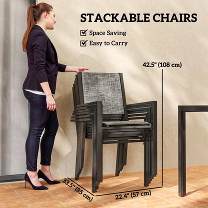 7-Piece Outdoor Dining Set, 6 Stackable Chairs, Rectangle Table, WPC Slatted Top Outdoor Dining Sets at Gallery Canada