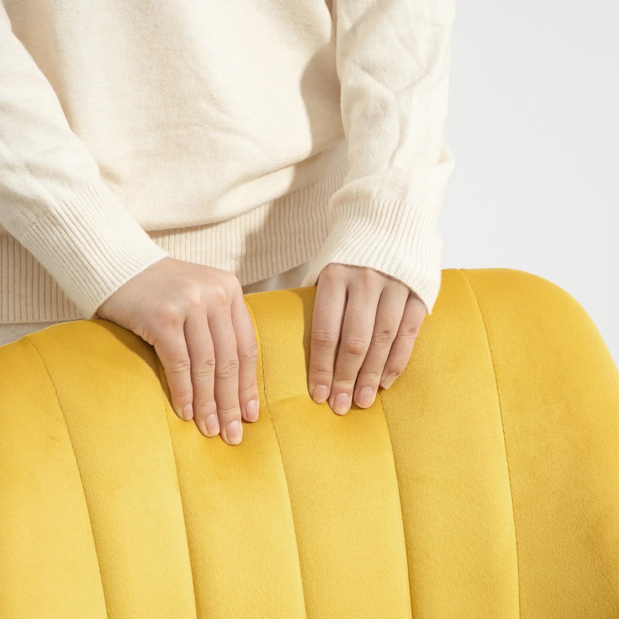 Mid Back Office Chair, Velvet Fabric, Swivel Scallop Shape, Yellow Office Chairs at Gallery Canada