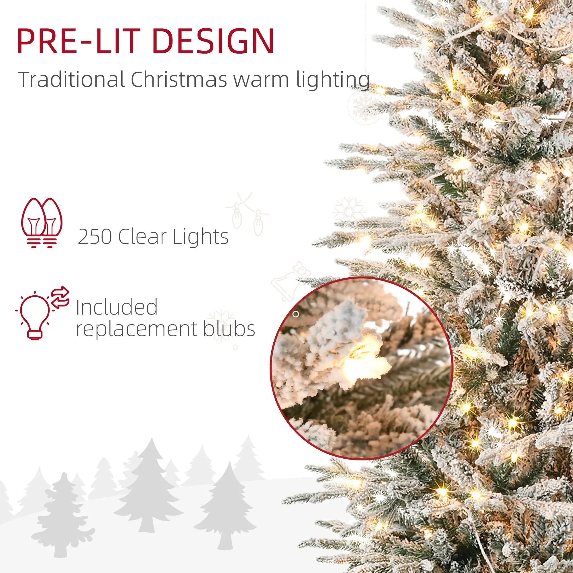 6' Pre Lit Artificial Christmas Tree, Snow Branches, Warm White Lights, Arctic Fir Pre Lit Christmas Trees at Gallery Canada