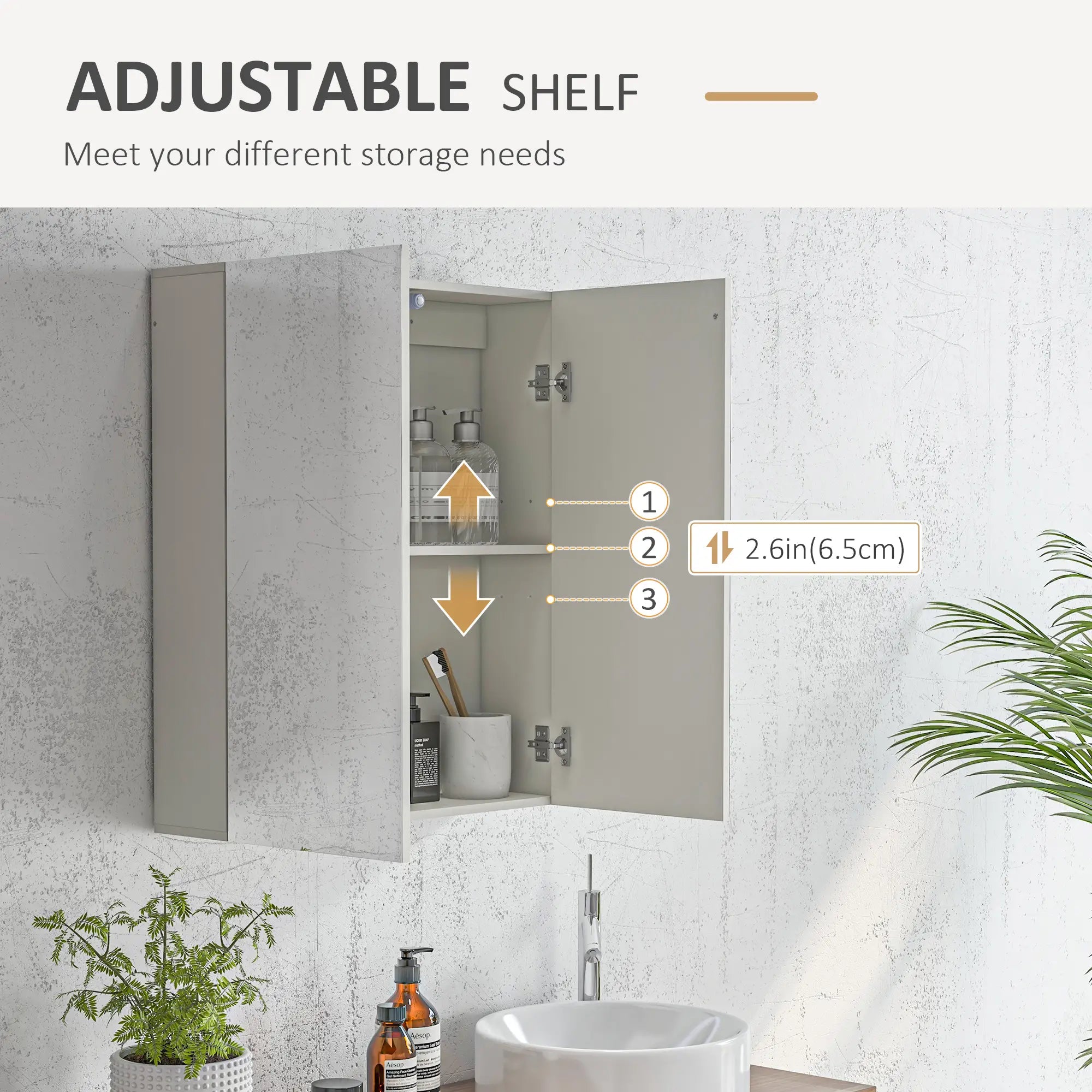 Wall Mounted Mirror Cabinet, Bathroom Medicine, 2 Doors, Adjustable Shelf Mirror Medicine Cabinets at Gallery Canada