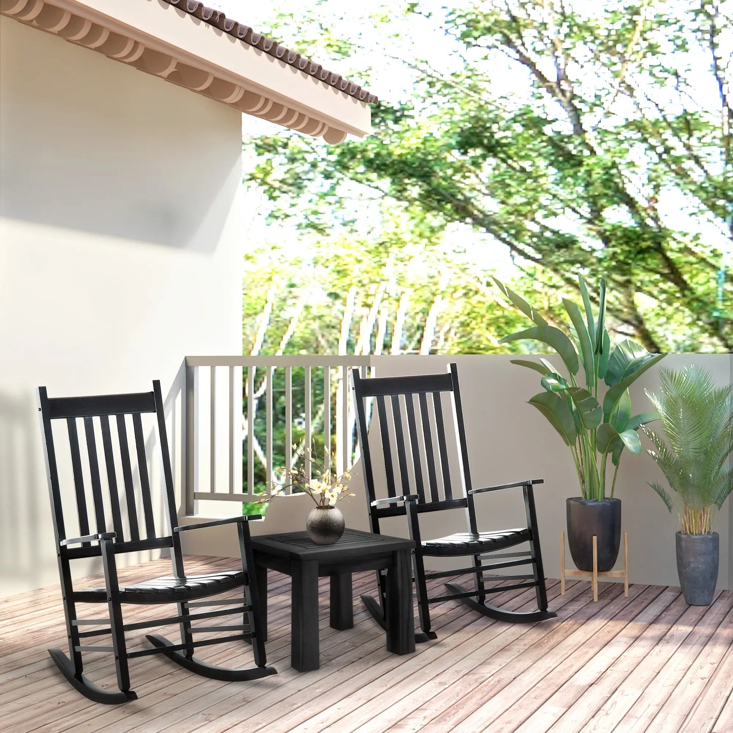 Wooden Porch Rocking Chair, Outdoor Patio Rocker, Black Outdoor Rocking Chairs at Gallery Canada