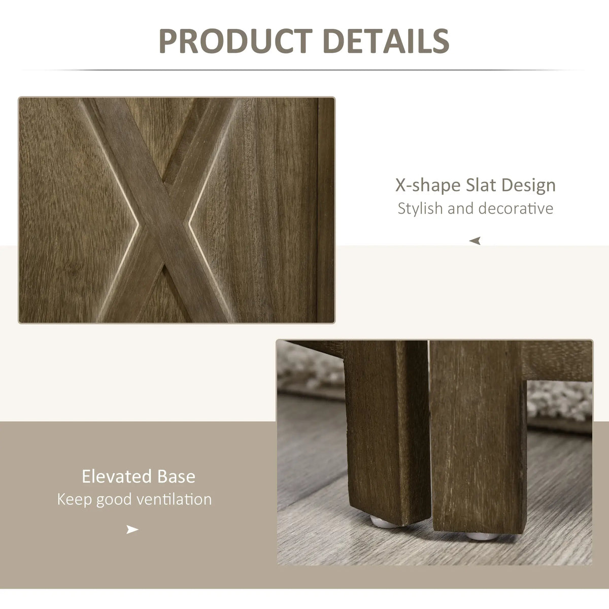 4-Panel Farmhouse Room Divider, Foldable Wooden Frame 5.6FT, Brown Room Dividers at Gallery Canada