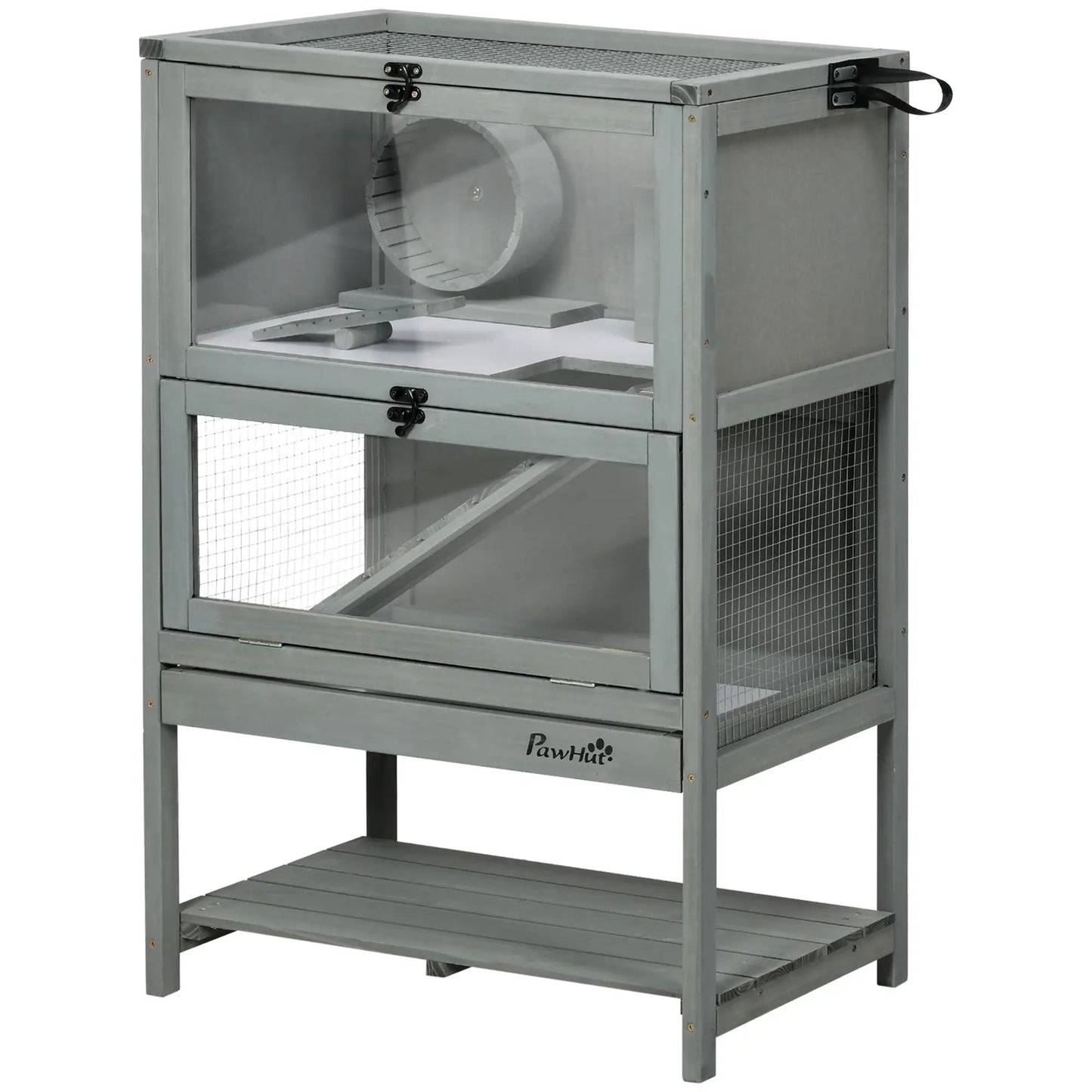 Wooden Hamster Cage, Mice Hutch with Storage, Sliding Tray, Running Wheel Hamster Cages at Gallery Canada