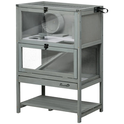 Wooden Hamster Cage, Mice Hutch with Storage, Sliding Tray, Running Wheel Hamster Cages at Gallery Canada