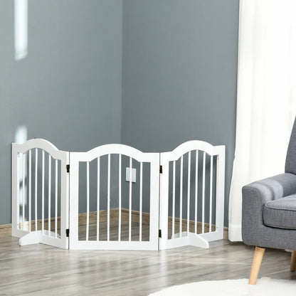 24"H Foldable Dog Gate, 3 Panels, Freestanding Pet Barrier, White Houses, Kennels & Pens at Gallery Canada