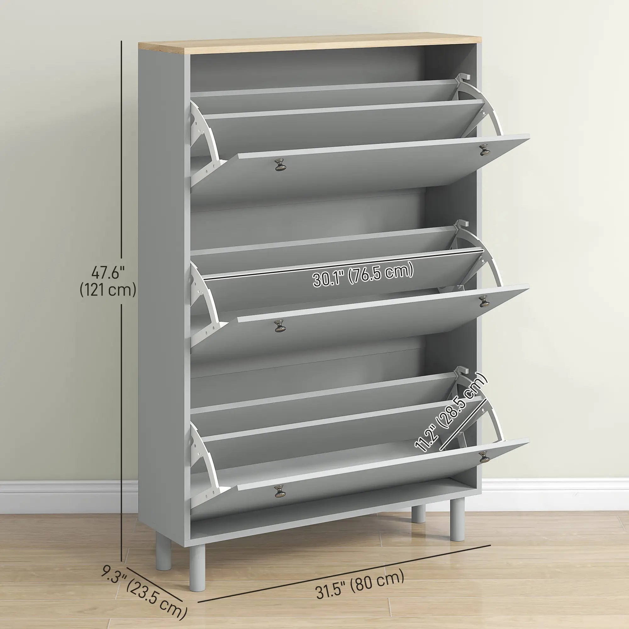 Shoe Storage, 3 Flip Drawers, Adjustable Shelves, 24 Pairs, Grey Shoe Storage Cabinets & Racks at Gallery Canada