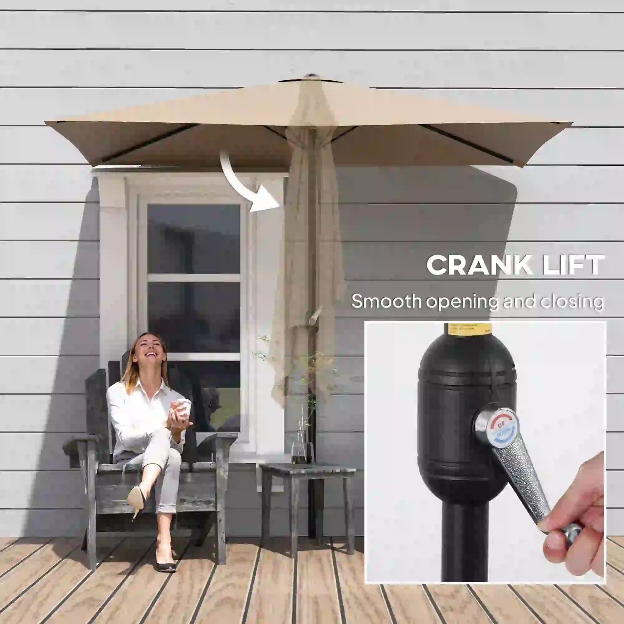 8ft Half Round Outdoor Patio Umbrella, Sun Shade, 5 Ribs Half Round Umbrellas at Gallery Canada