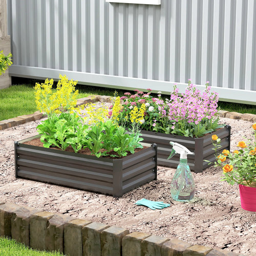 Galvanized Raised Garden Beds, Outdoor Planter Box, Black