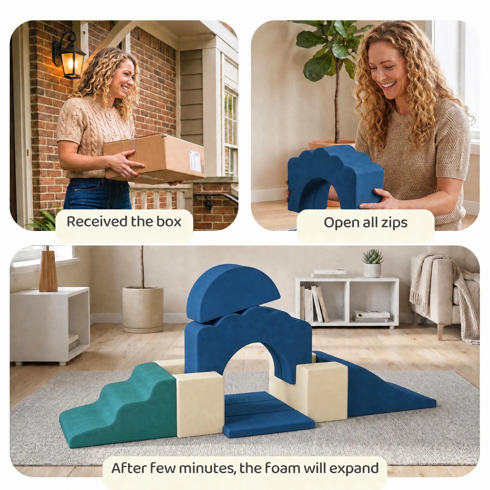 7-Piece Baby Soft Play Set, Indoor Crawling Gym, Navy Blue Kids Gym & Playmats at Gallery Canada
