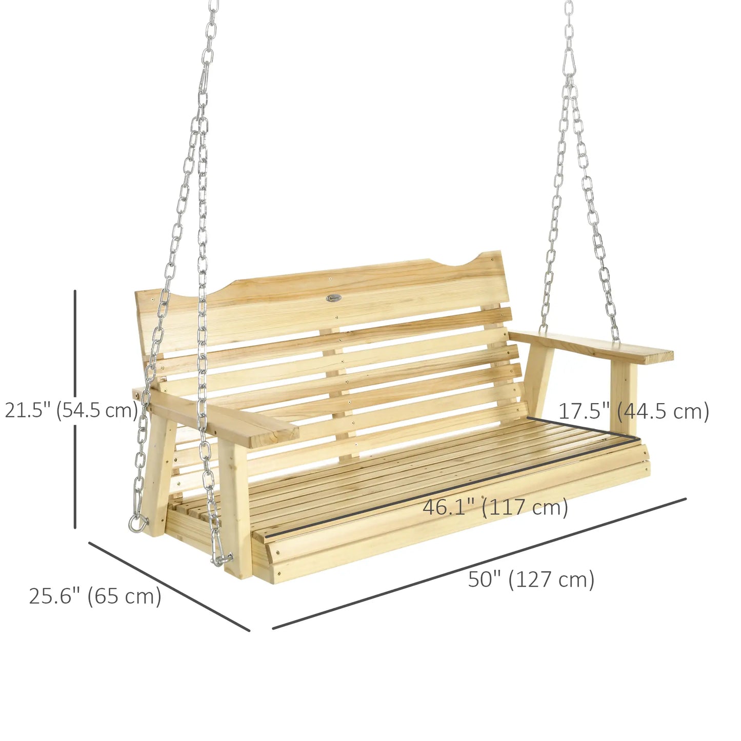 2-Seater Porch Swing, Adjustable Hanging Chains, Natural Wood Hanging Porch Swings at Gallery Canada