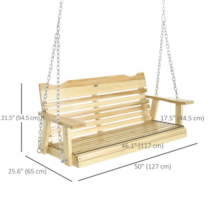 2-Seater Porch Swing, Adjustable Hanging Chains, Natural Wood Hanging Porch Swings at Gallery Canada