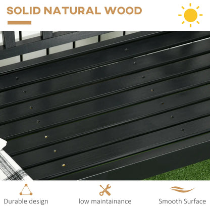 Wooden Outdoor Bench, 3 Person, Diamond Backrest, Slatted Seat, 792 LBS, Black Outdoor Benches at Gallery Canada