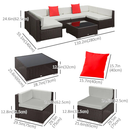 7 Piece Patio Sofa Set, Outdoor Wicker Sectional, Dark Brown & Beige, Dark Brown & Beige Patio Furniture Sets at Gallery Canada
