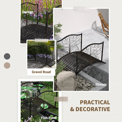 4FT Metal Garden Bridge, Decorative Arc, Guardrails, Black Bronze Garden Bridges at Gallery Canada