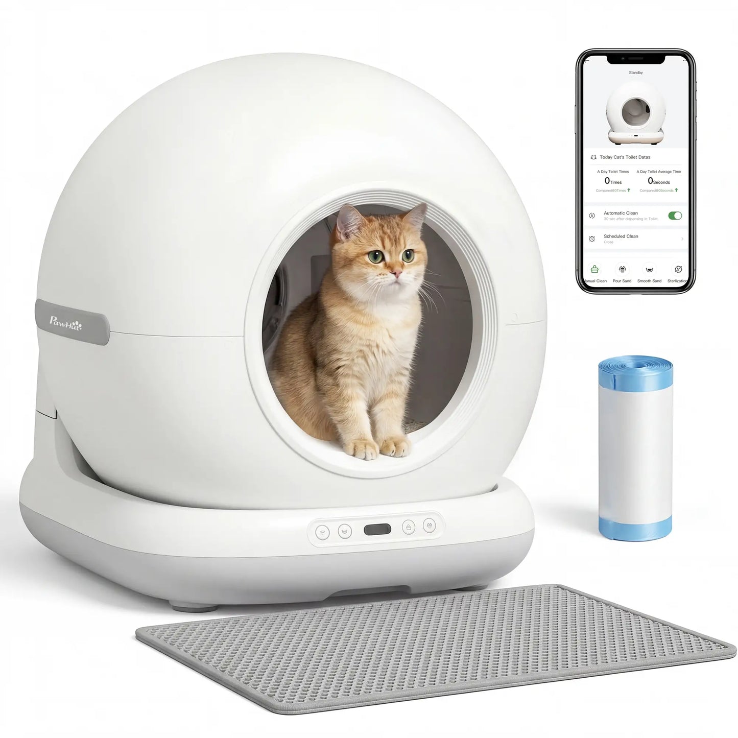 72L Automatic Self Cleaning Litter Box, App Control, Odor Noise Safety Sensors Cat Litter Box Enclosures at Gallery Canada