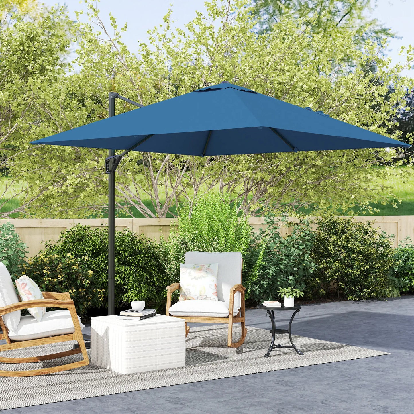 8'x8' Square Patio Hanging Offset Umbrella, Outdoor Cantilever, Navy Blue Offset Cantilever Umbrellas at Gallery Canada