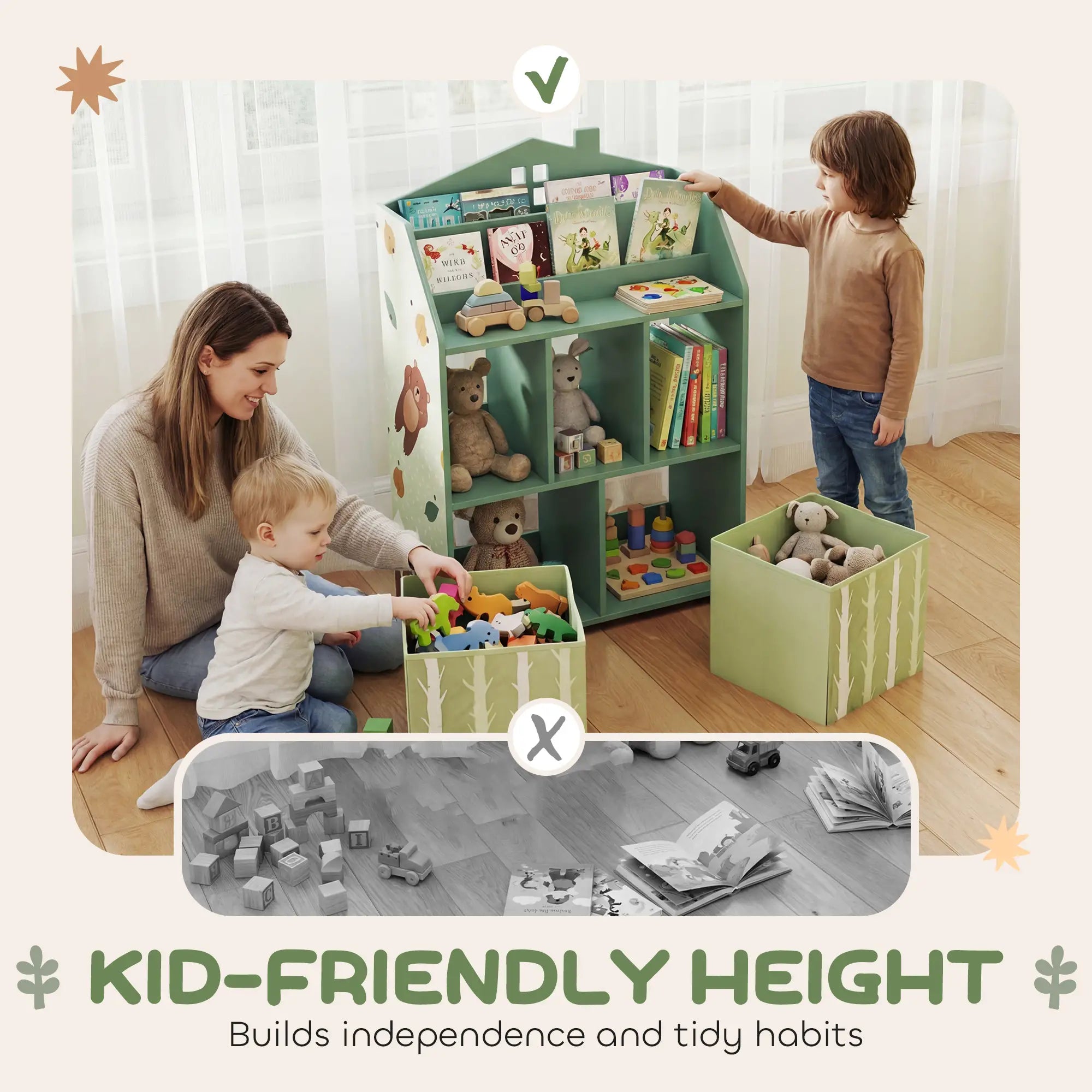 Kids Bookshelf With Storage, Toy Storage Unit, Green Baby & Kids Storage at Gallery Canada