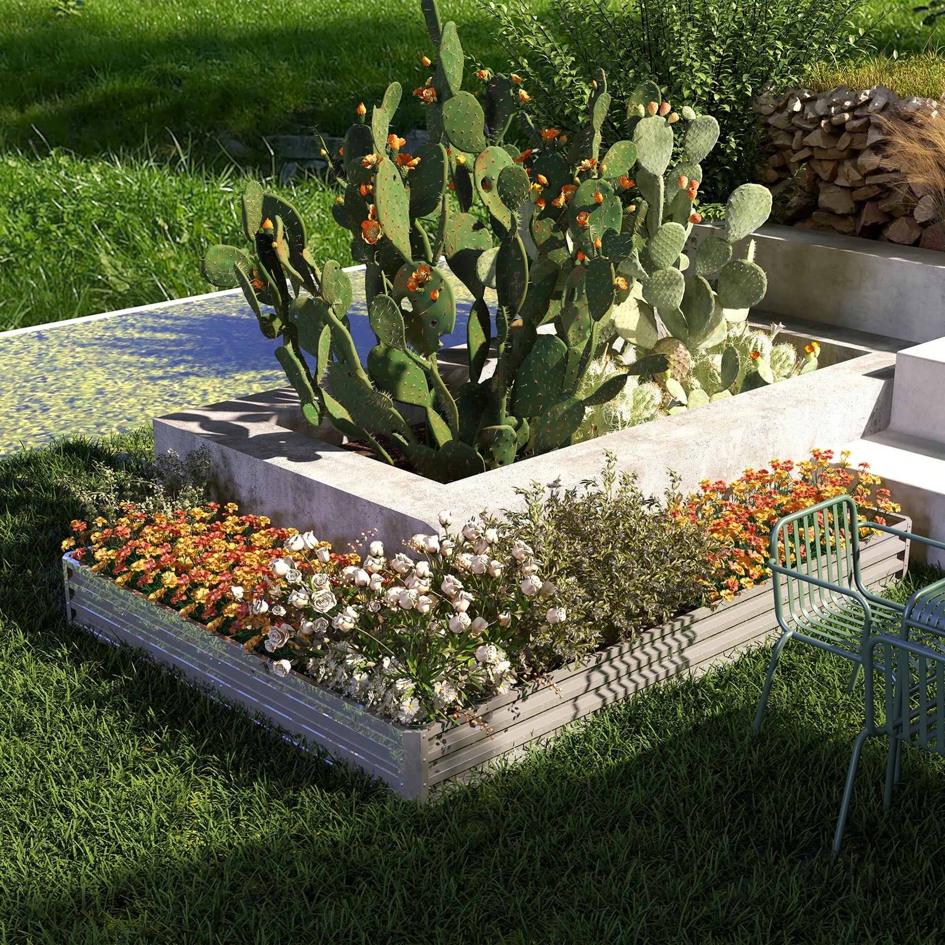 Galvanized Steel Raised Garden Bed, 82" x 109" x 12", Silver Galvanized Planter Boxes at Gallery Canada