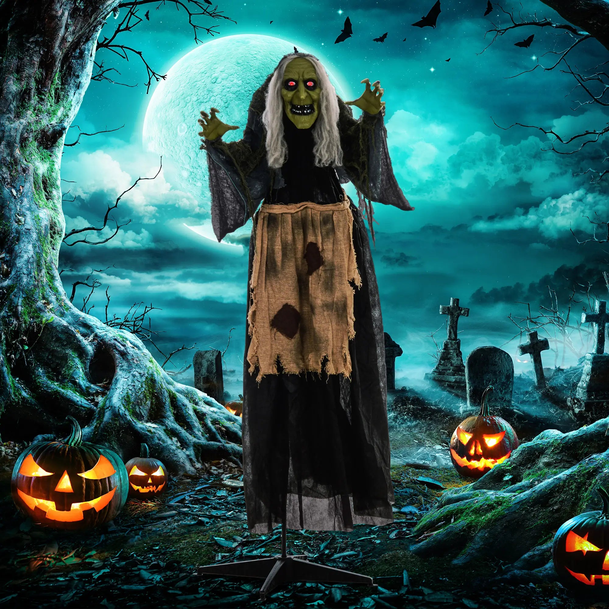 Witch Halloween Animatronic with Sound Activated Halloween Decorations at Gallery Canada