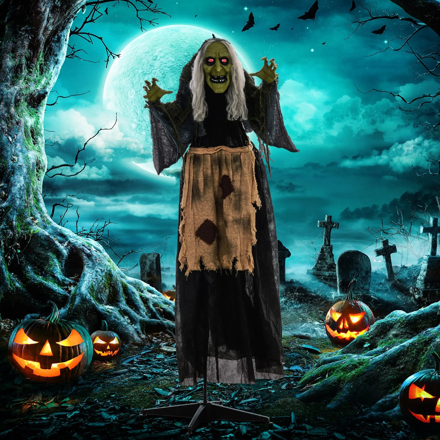 Witch Halloween Animatronic with Sound Activated Halloween Decorations at Gallery Canada