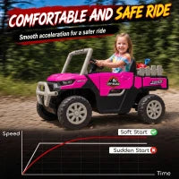 Tracteur pour enfant 12V, télécommande, double moteur, rose