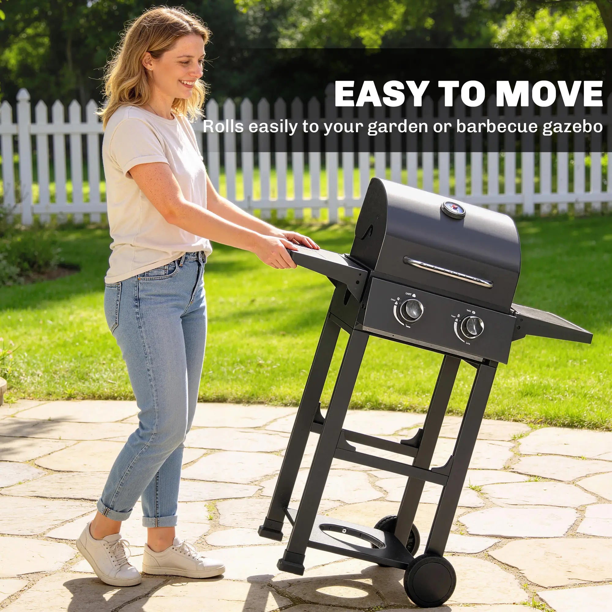 2 Burner Propane Gas Grill With Wheels, 18,400 BTU, Black Propane Gas Grills at Gallery Canada