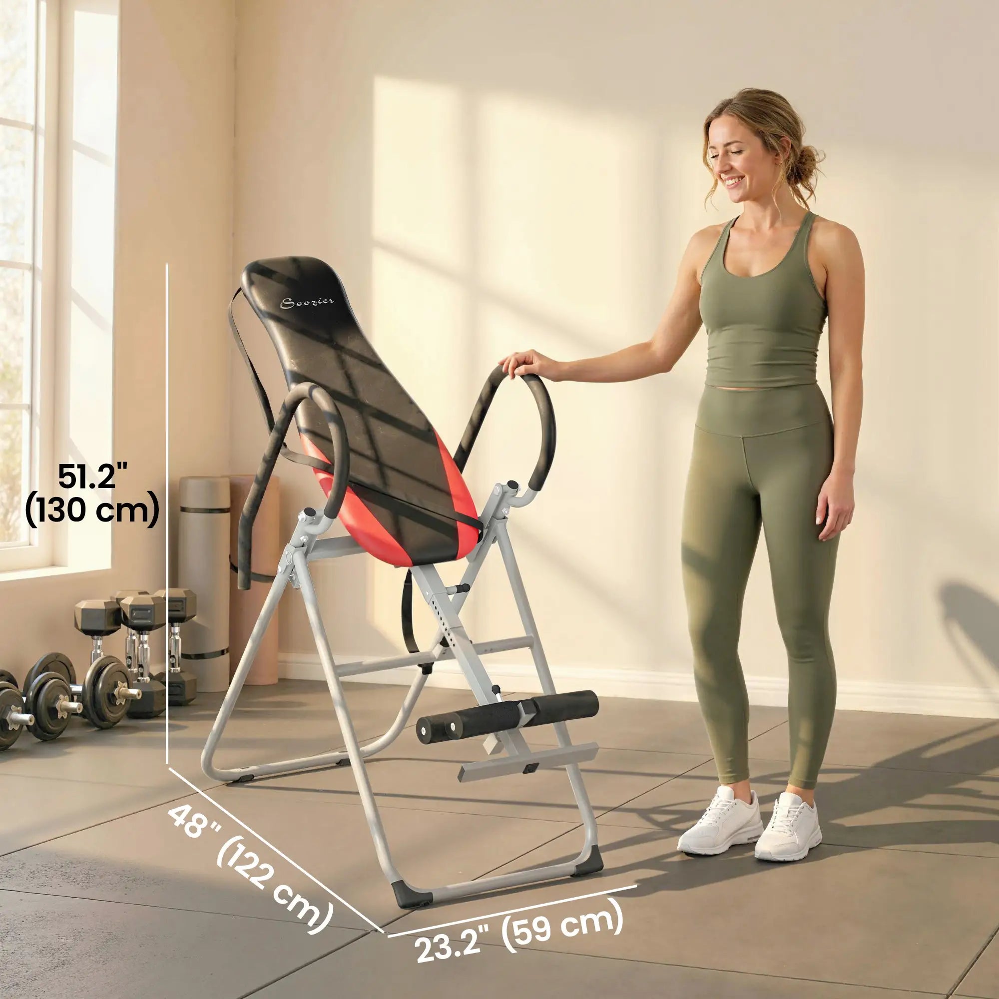 Inversion Table, Heavy Duty Folding Inversion Table with Adjustable Ankle Lock and Safety Belt for Pain Relief Therapy Strength Training Equipment at Gallery Canada