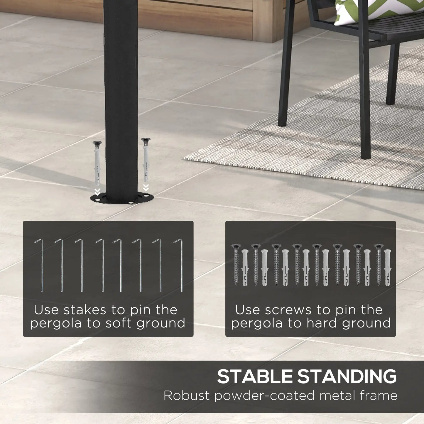 10' x 13' Outdoor Pergola, UV30+ Canopy, Steel Frame, Dark Grey Pergolas at Gallery Canada