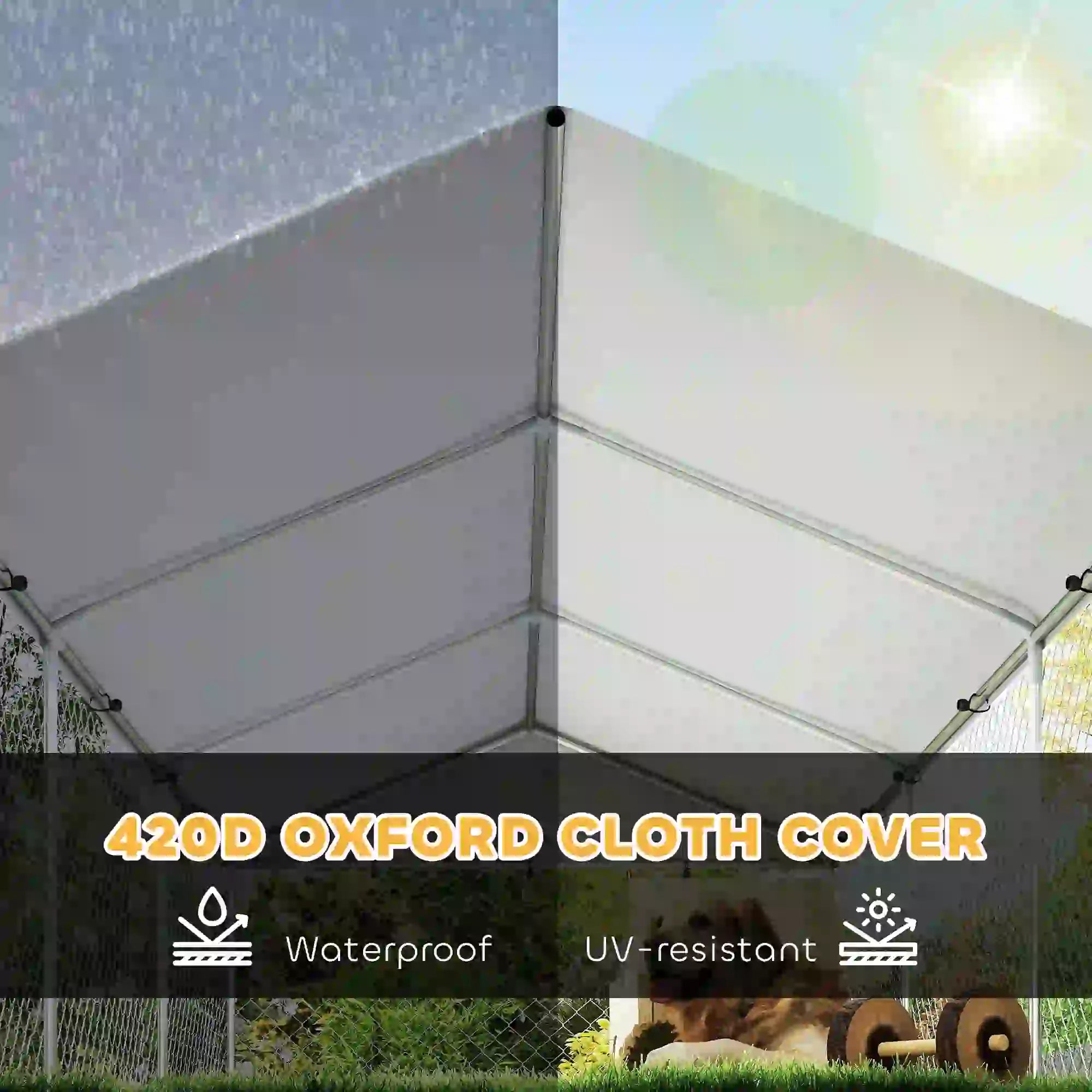 Outdoor Dog Run, Adjustable Rotating Bowls, Waterproof Cover, 19.7' x 7.5' x 5.2' Houses, Kennels & Pens at Gallery Canada