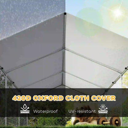 Outdoor Dog Run, Adjustable Rotating Bowls, Waterproof Cover, 19.7' x 7.5' x 5.2' Houses, Kennels & Pens at Gallery Canada