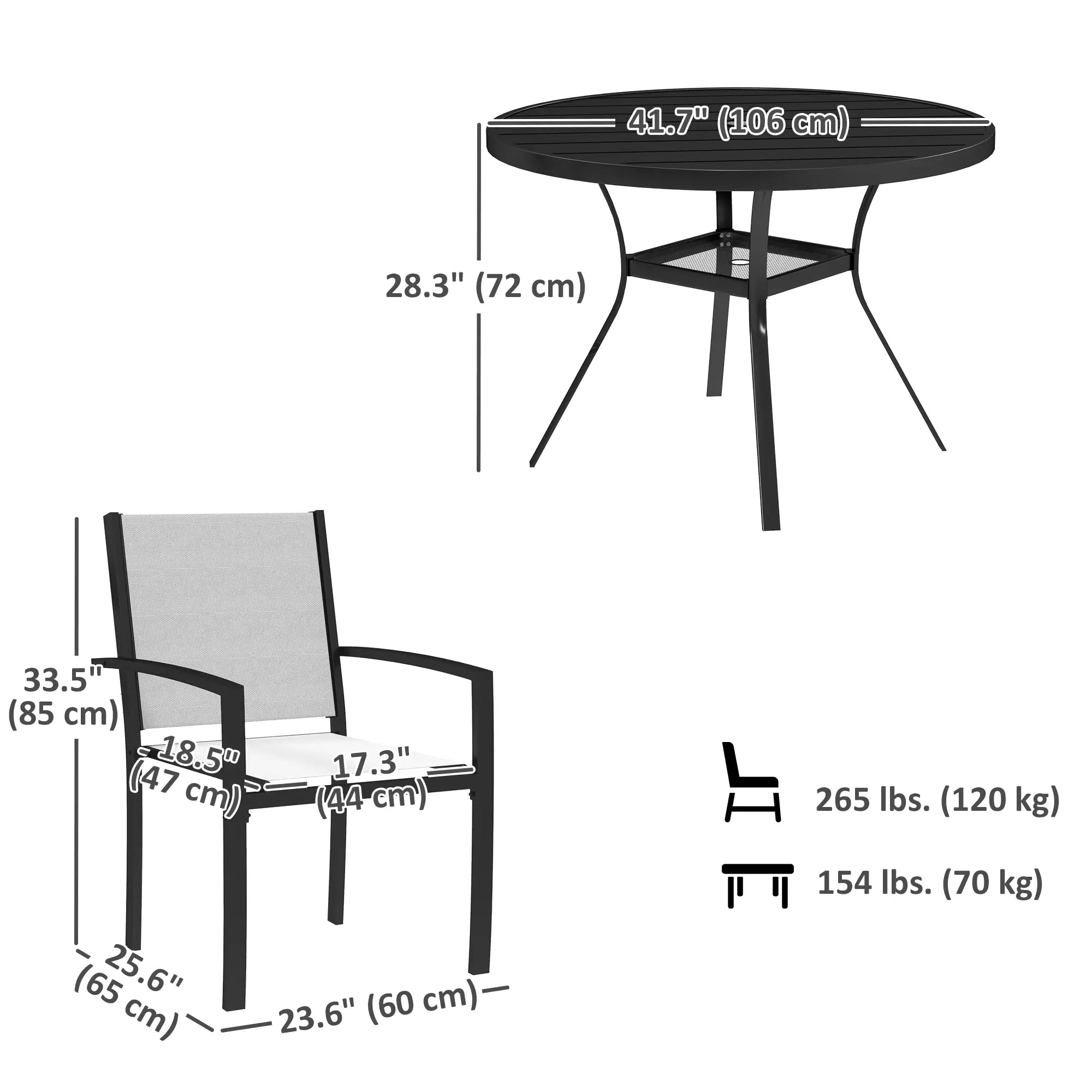 5 Piece Outdoor Dining Set, Round Table, 4 Stackable Chairs Outdoor Dining Sets at Gallery Canada