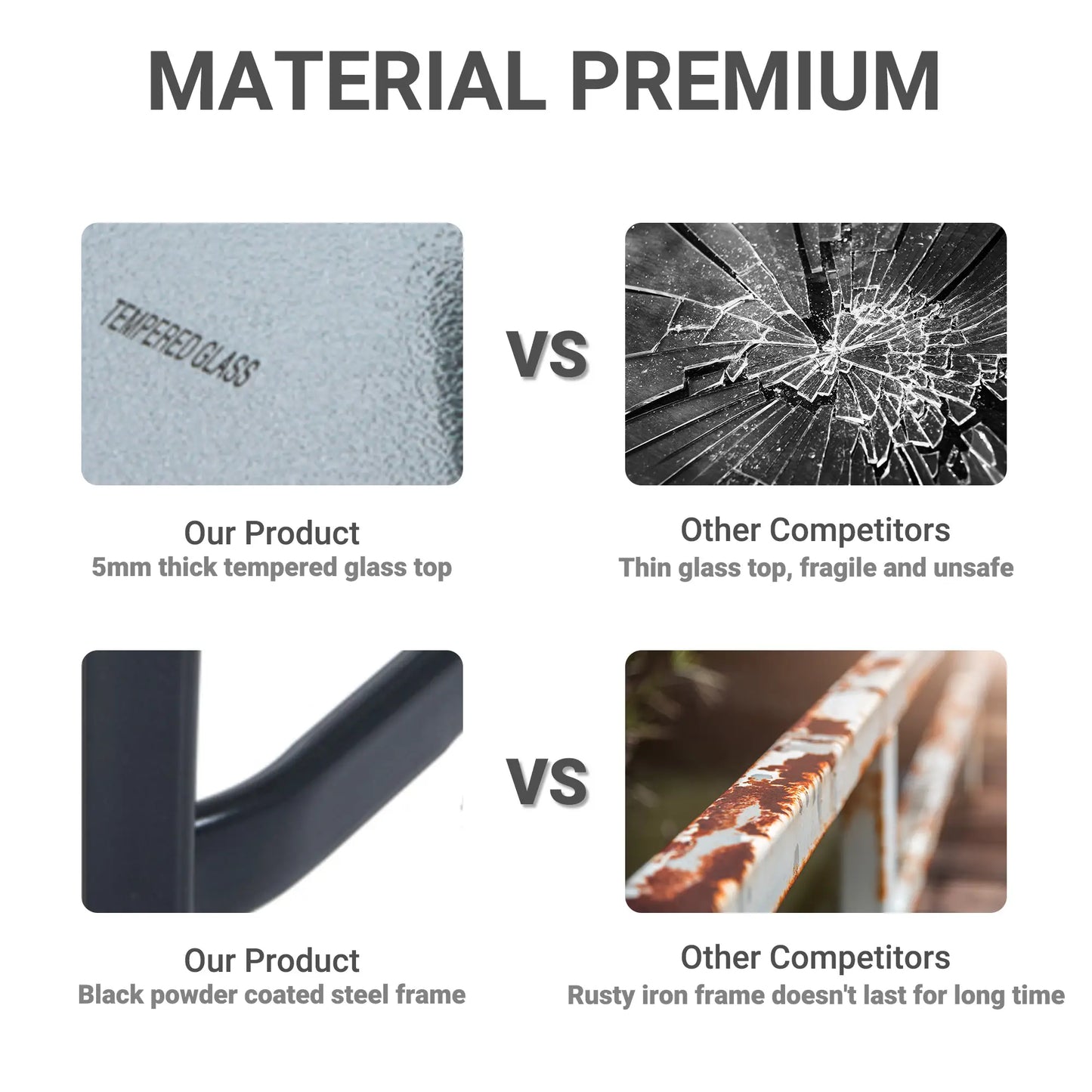 27" Square Patio Table, Tempered Glass Top, Steel Frame Patio Side Tables at Gallery Canada