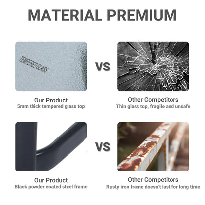 27" Square Patio Table, Tempered Glass Top, Steel Frame Patio Side Tables at Gallery Canada