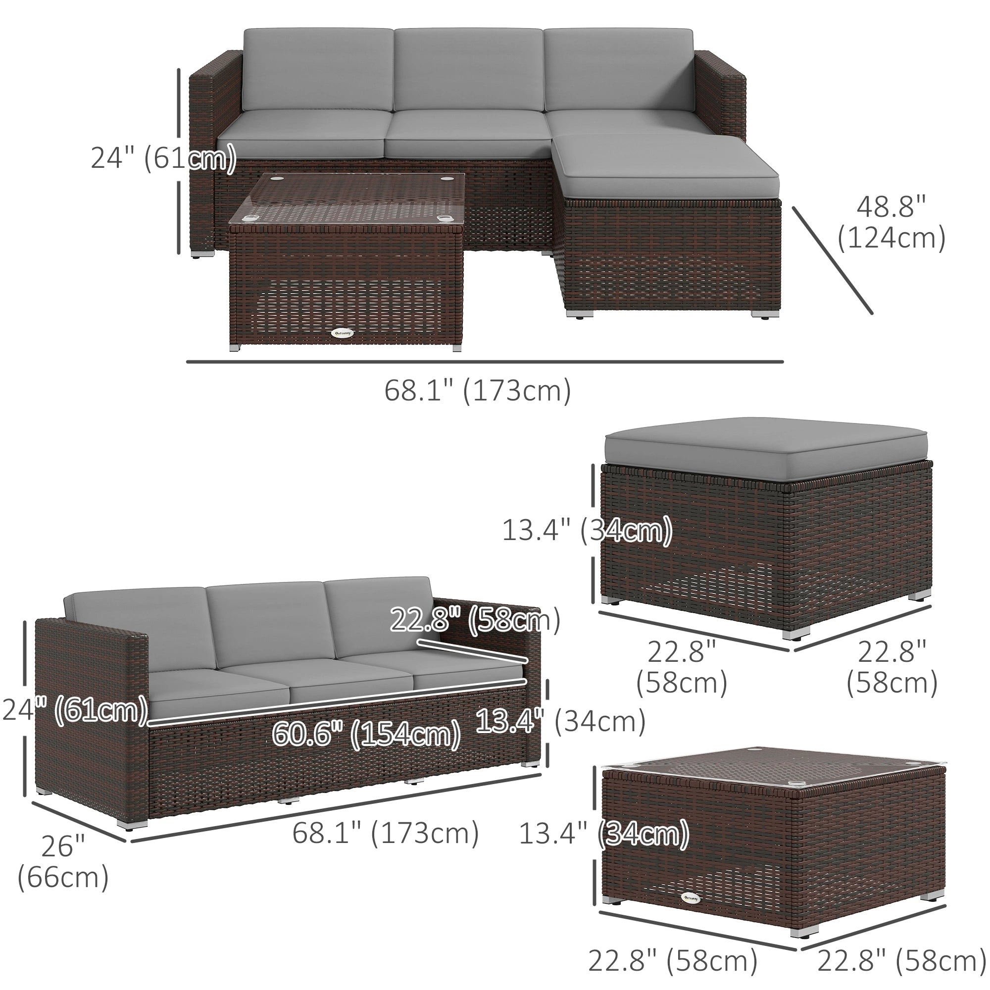 Patio Furniture, Corner Sofa Set with Soft Cushions, Grey Patio Furniture Sets at Gallery Canada