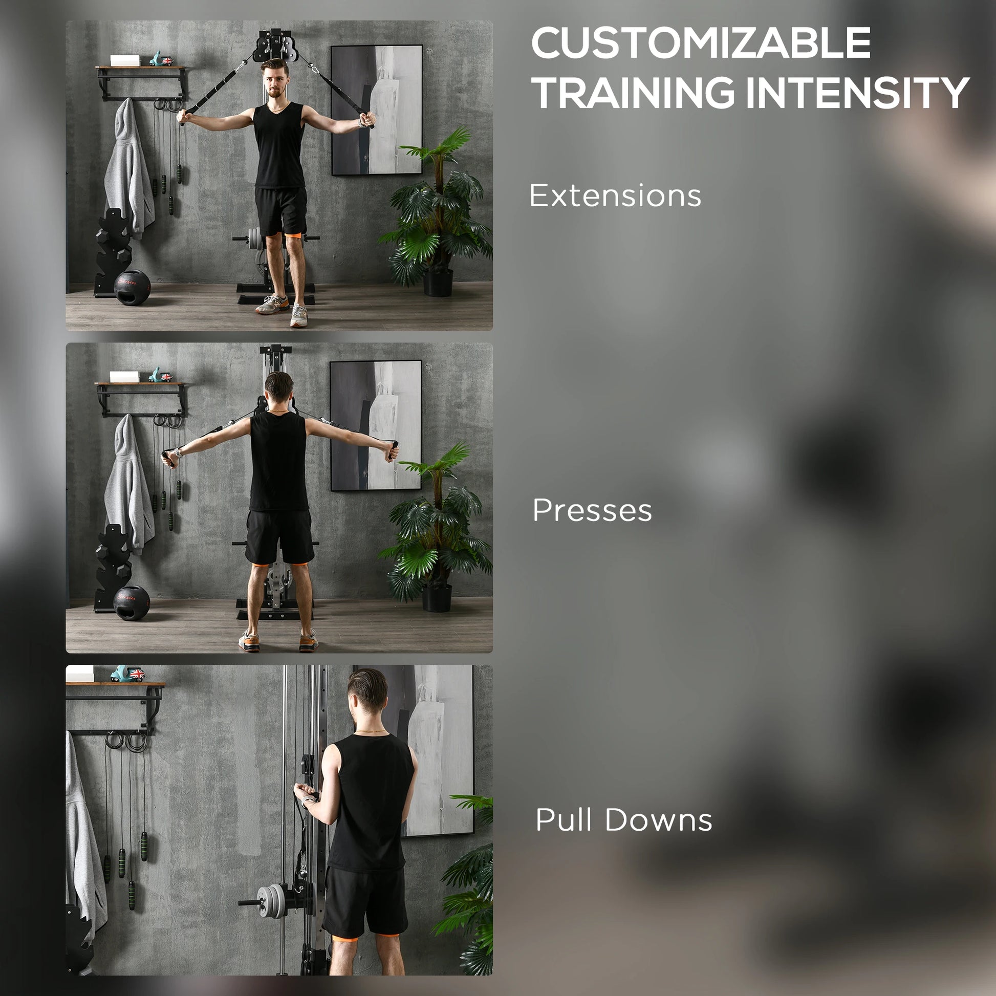 Wall Mount Cable Station, 15 Position Adjustable Dual Pulley, Home Gym Power Towers at Gallery Canada