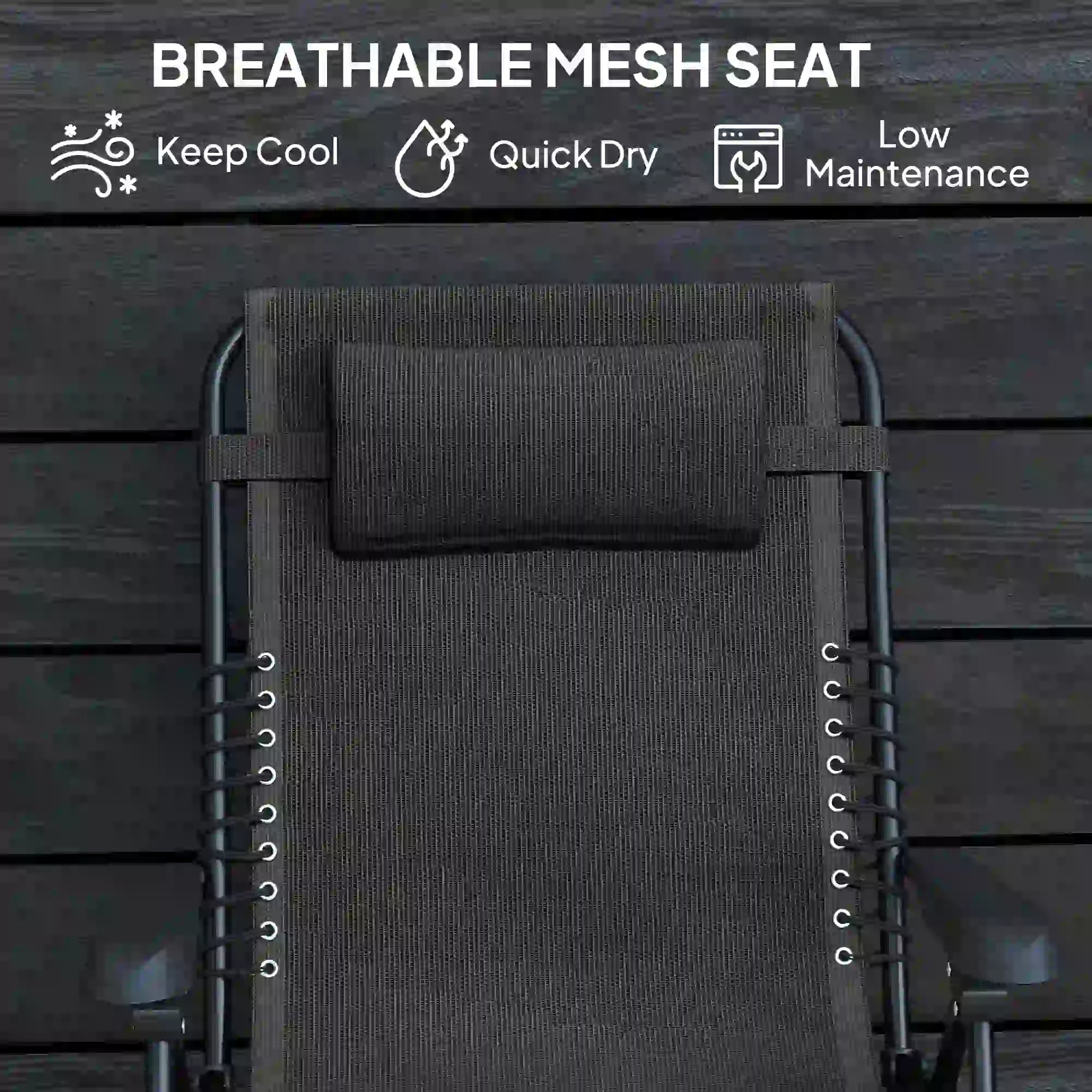 Folding Zero Gravity Chair, 5-Position Adjustable Outdoor Recliner, Black Lounger Chairs at Gallery Canada
