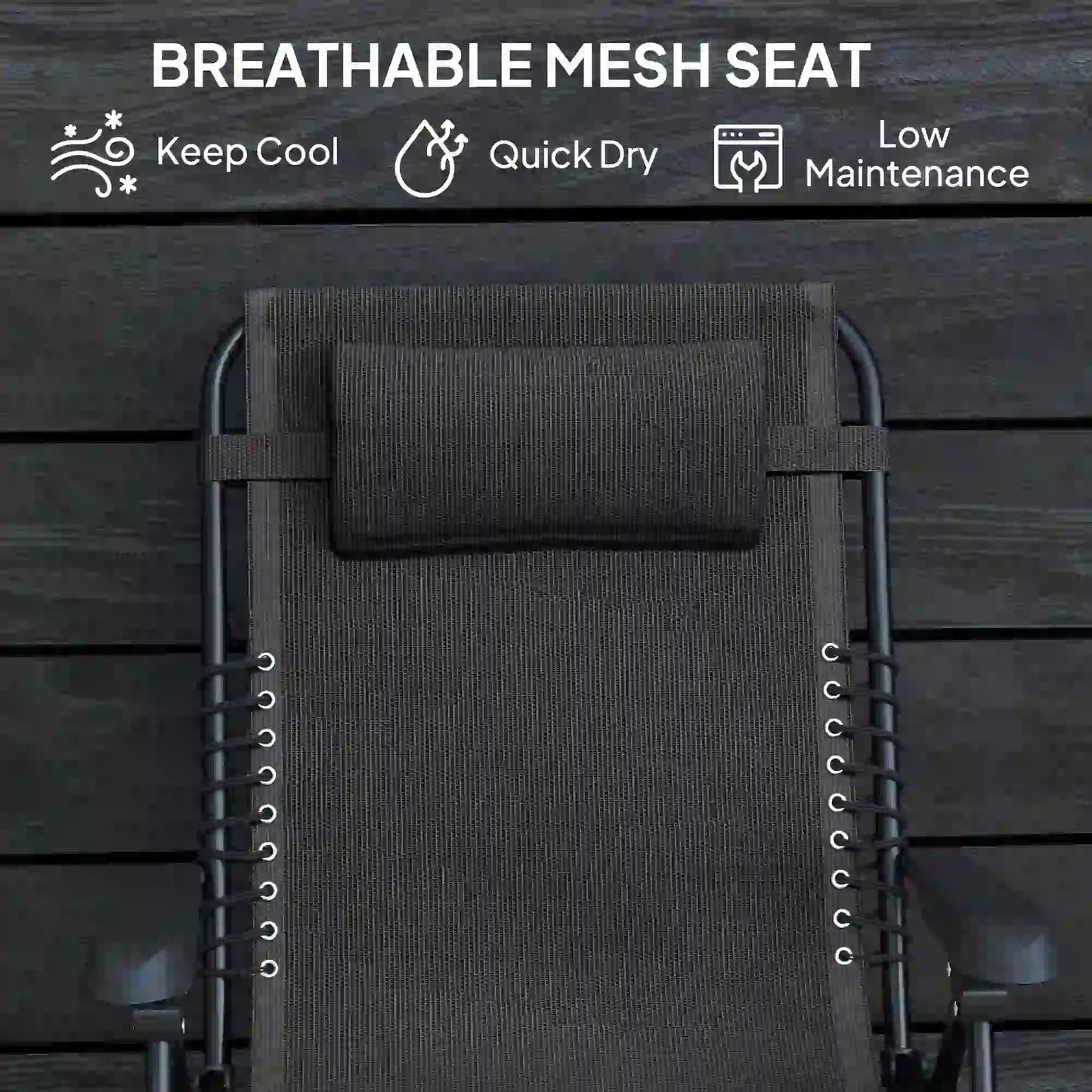 Folding Zero Gravity Chair, 5-Position Adjustable Outdoor Recliner, Black Lounger Chairs at Gallery Canada