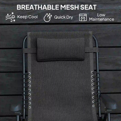 Folding Zero Gravity Chair, 5-Position Adjustable Outdoor Recliner, Black Lounger Chairs at Gallery Canada