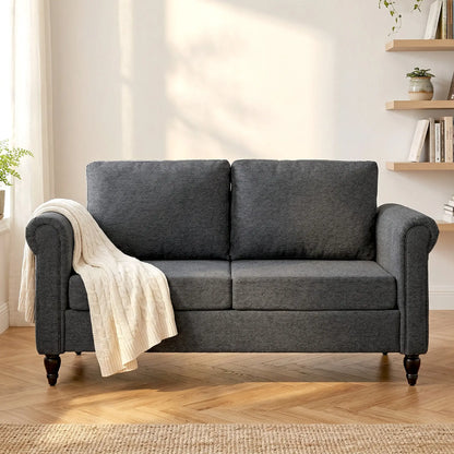 Vintage Loveseat, Upholstered Chenille 2 Seater Sofa, Dark Grey 2-Seater Sofas at Gallery Canada