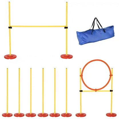 3PCs Pet Agility Training Set, Adjustable Weave Pole, Jumping Ring, High Jump Dog Agility Training Equipment Yellow at Gallery Canada