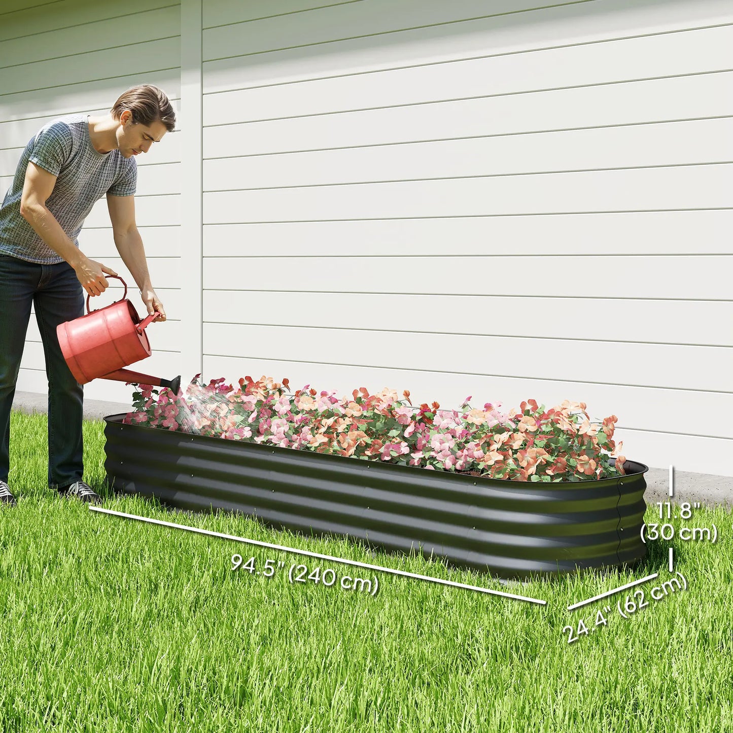 7.9 x 2 x 1ft Galvanized Raised Garden Bed, Metal Planter Box, Dark Grey Raised Garden Beds at Gallery Canada