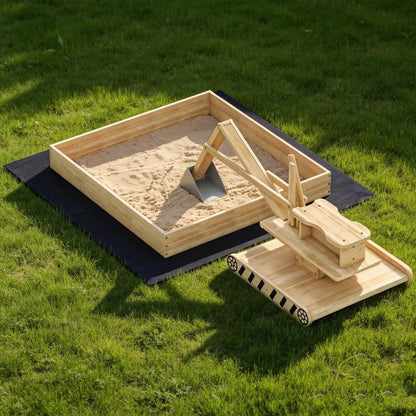 Wooden Sandbox With Digger, 72" X 35" X 22", 360° Rotating Seat Sandboxes & Accessories at Gallery Canada